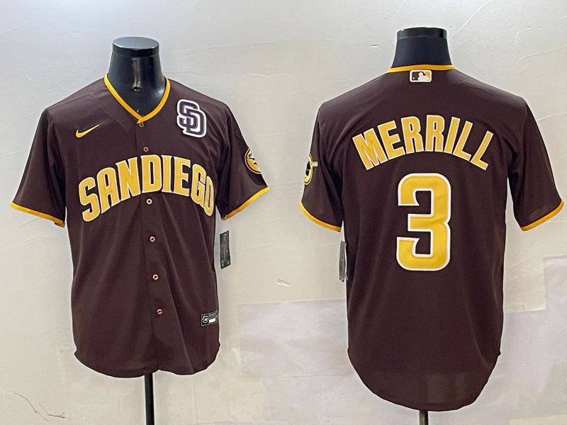 Men San Diego Padres #3 Merrill Brown Game 2025 Nike MLB Jersey style 3->san diego padres->MLB Jersey